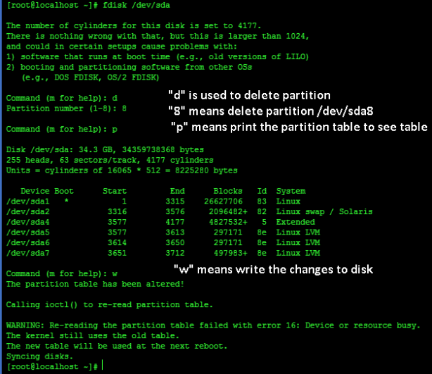 delete linux partition